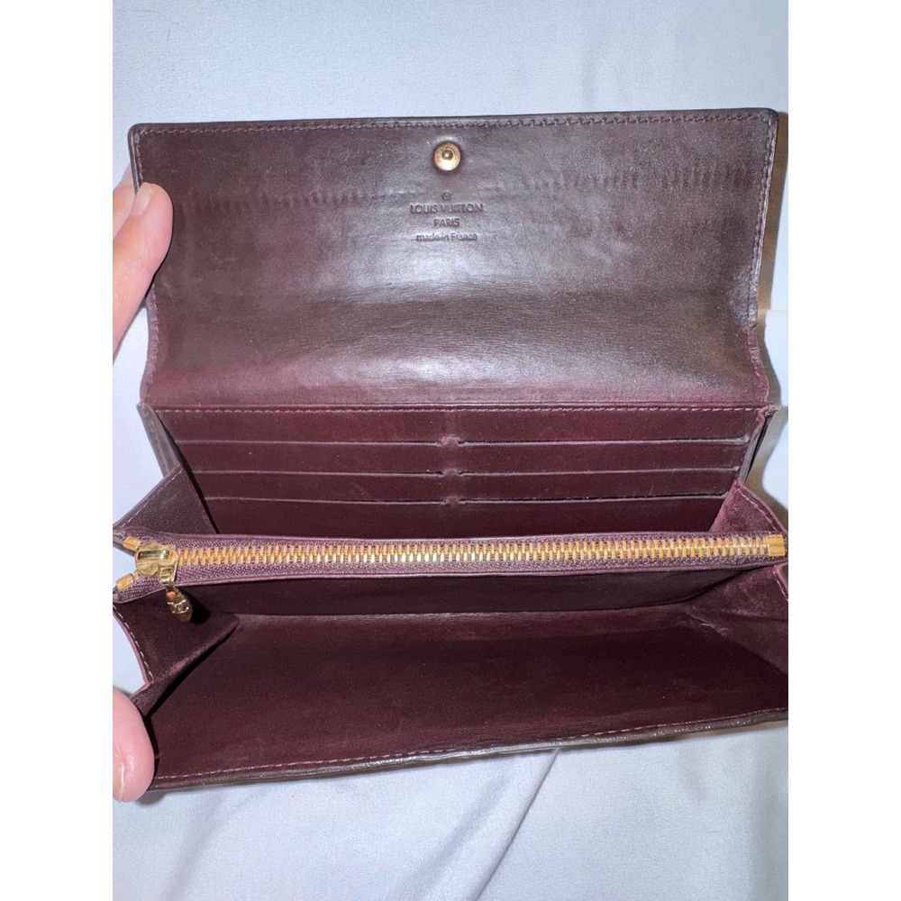 Louis Vuitton Sarah Wallet Monogram Vernis Patent Leather Burgundy Plum Purple - Picture 7 of 8